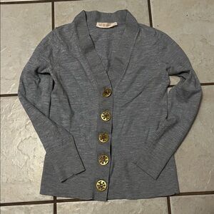 Tory Burch Wool Gray Cardigan Sweater